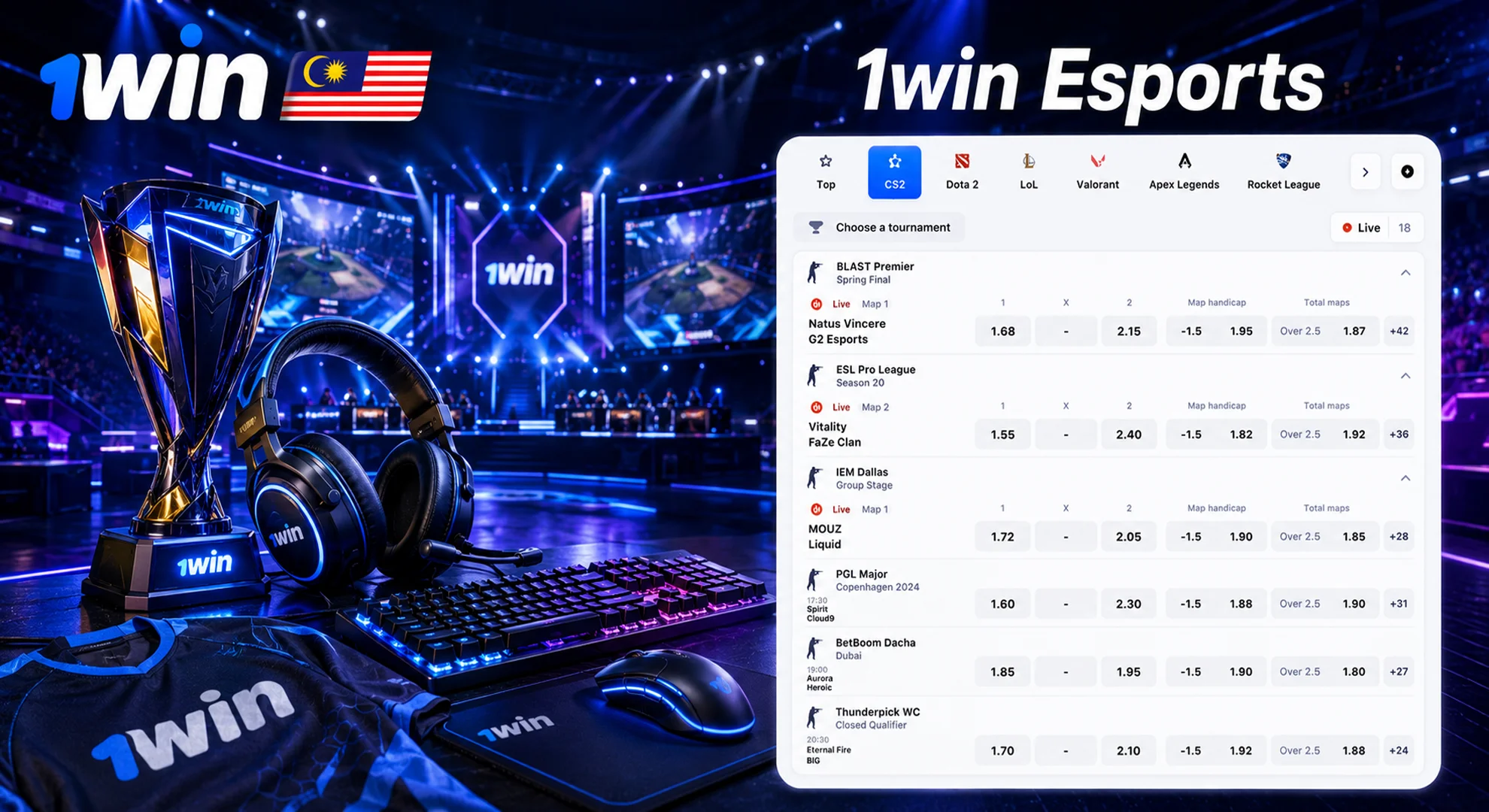 bet on 1win esports