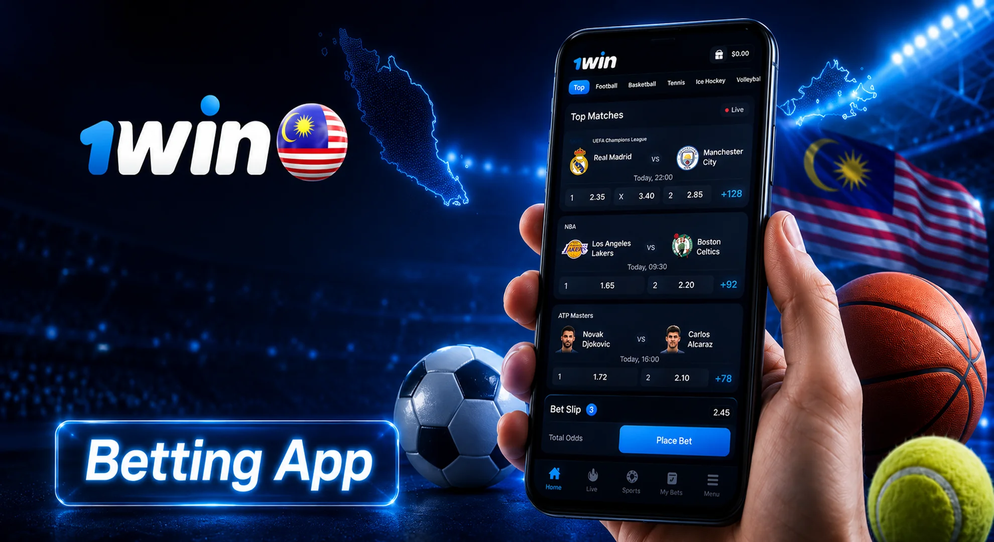 bet on sport in 1win betting app