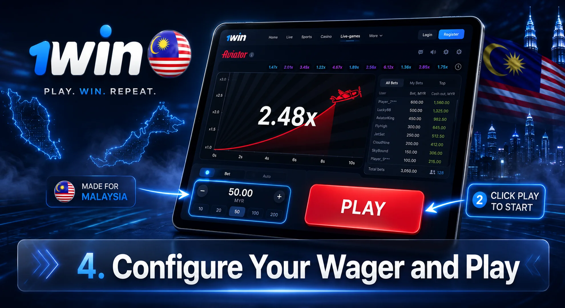 configure your wager and play