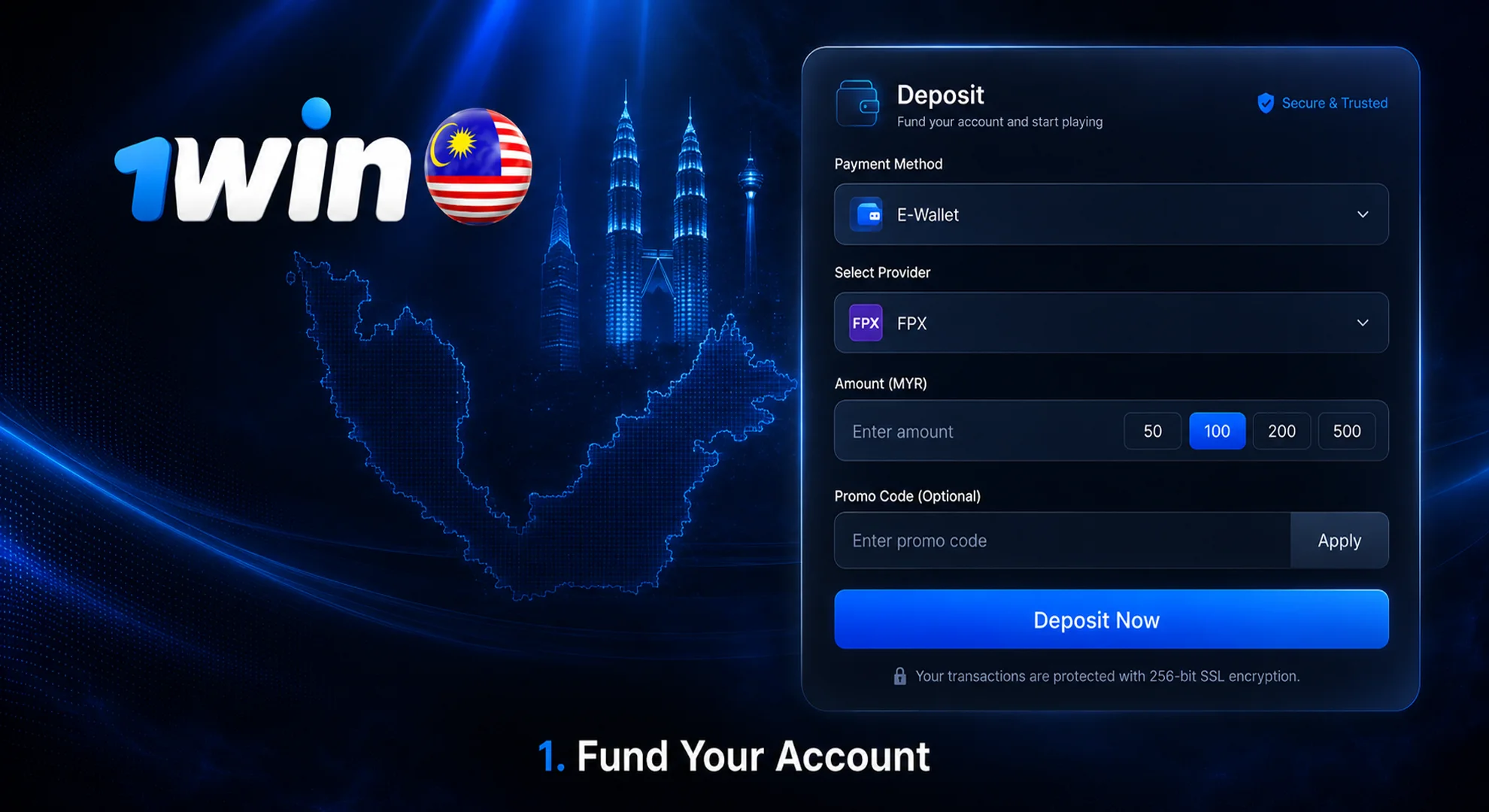 fund your account at 1win casino