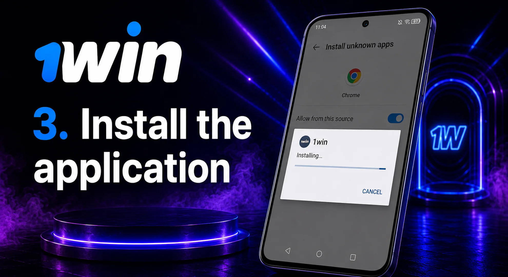 install 1win application on your phone