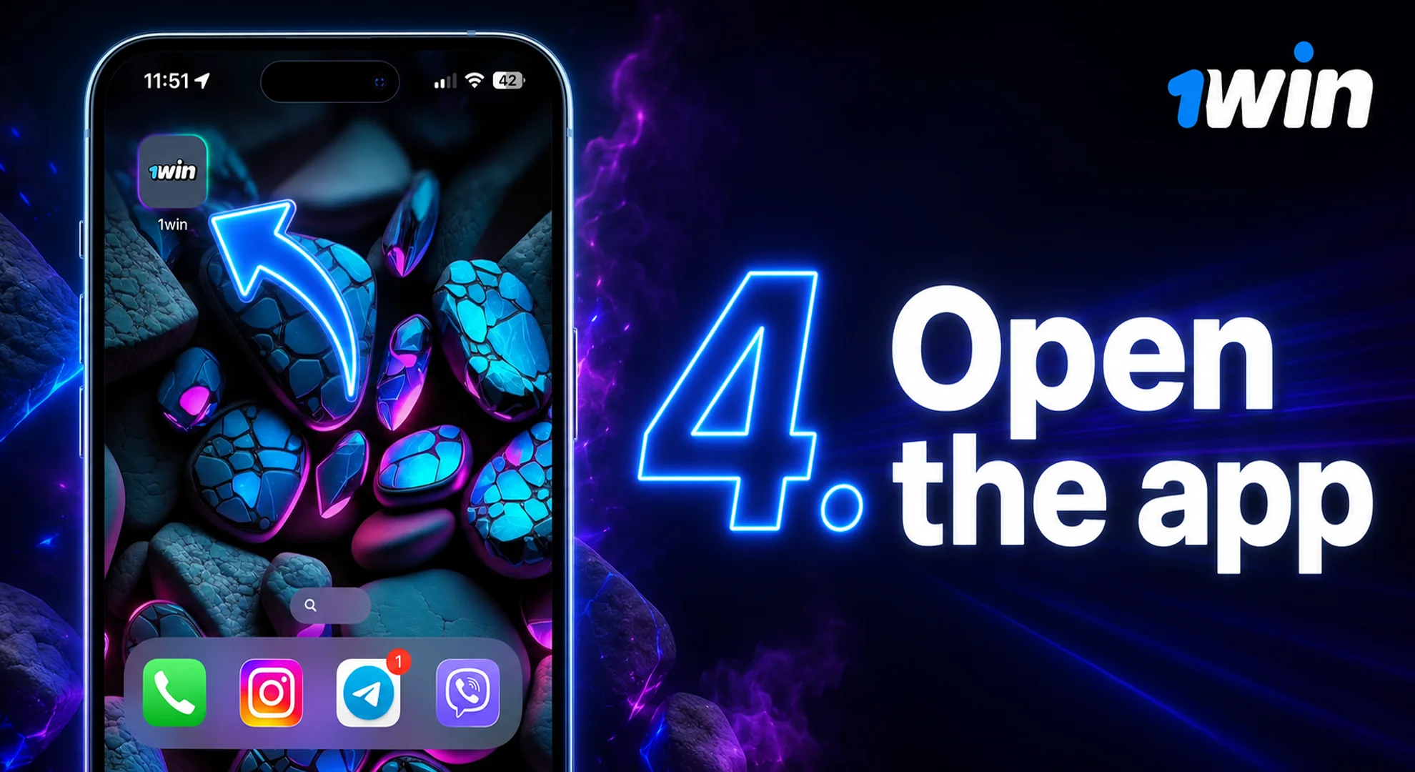 launch 1win app on your phone and start play