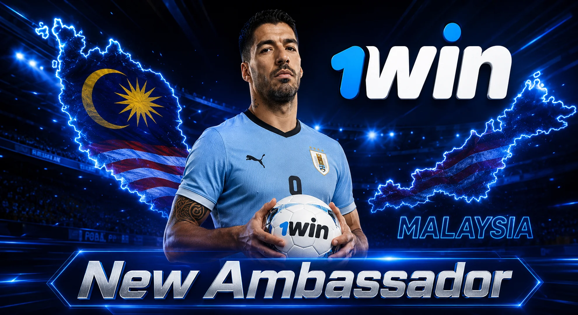 1win ambassador luis suarez