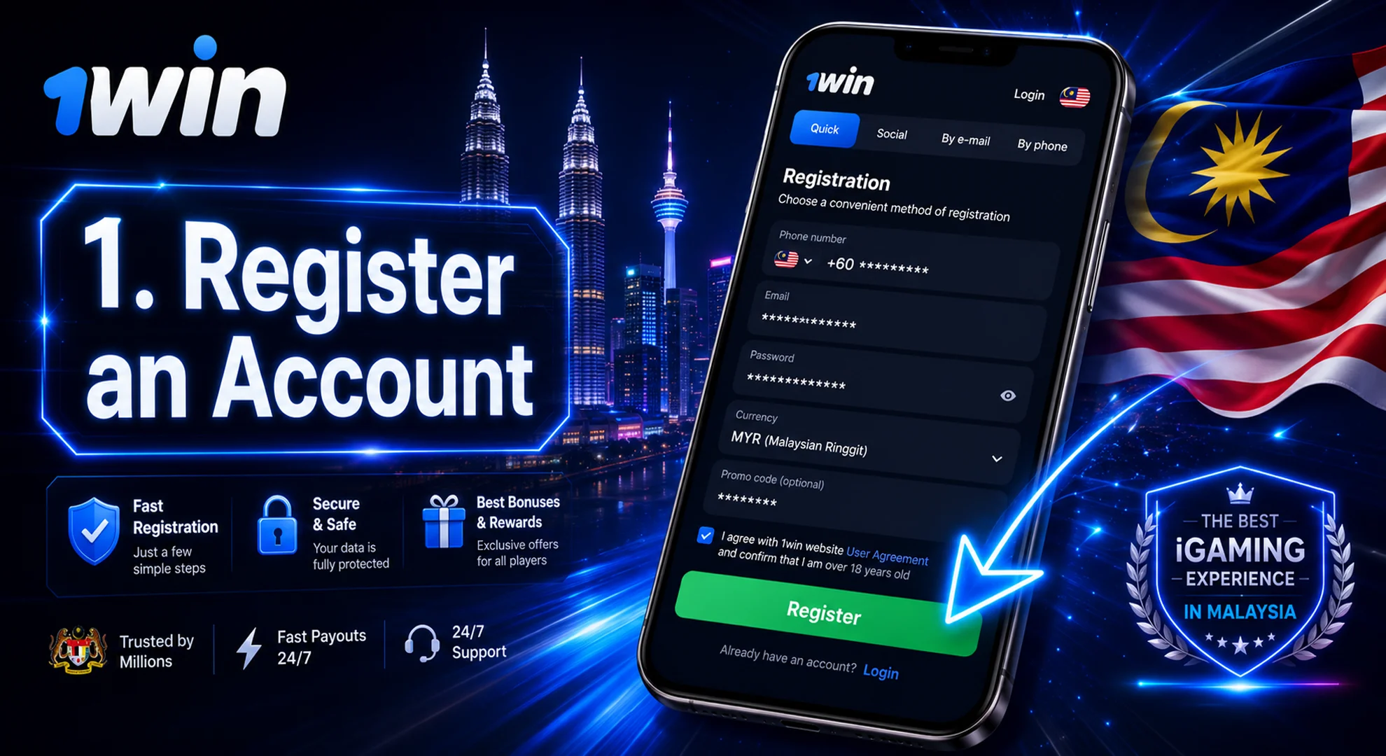 register 1win account
