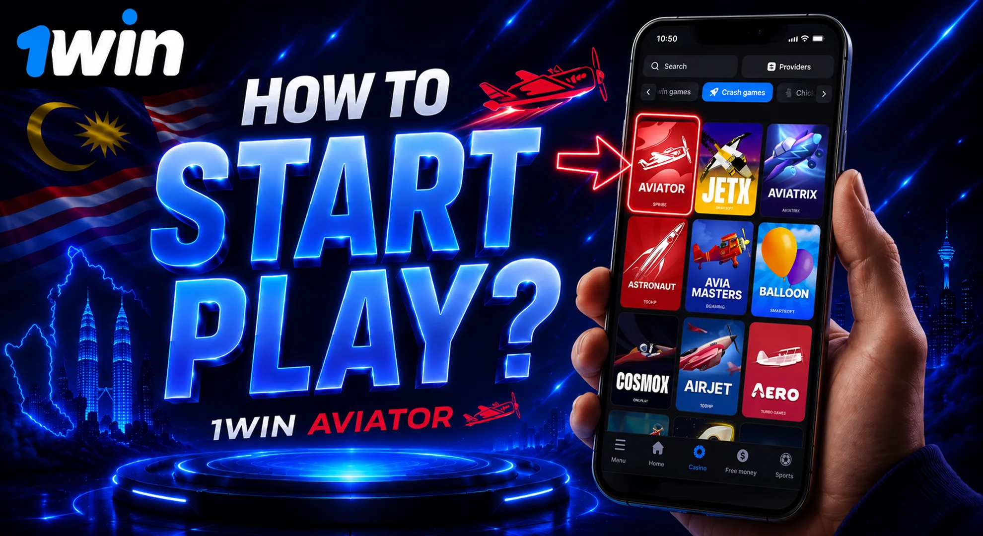 how to start play 1win aviator game