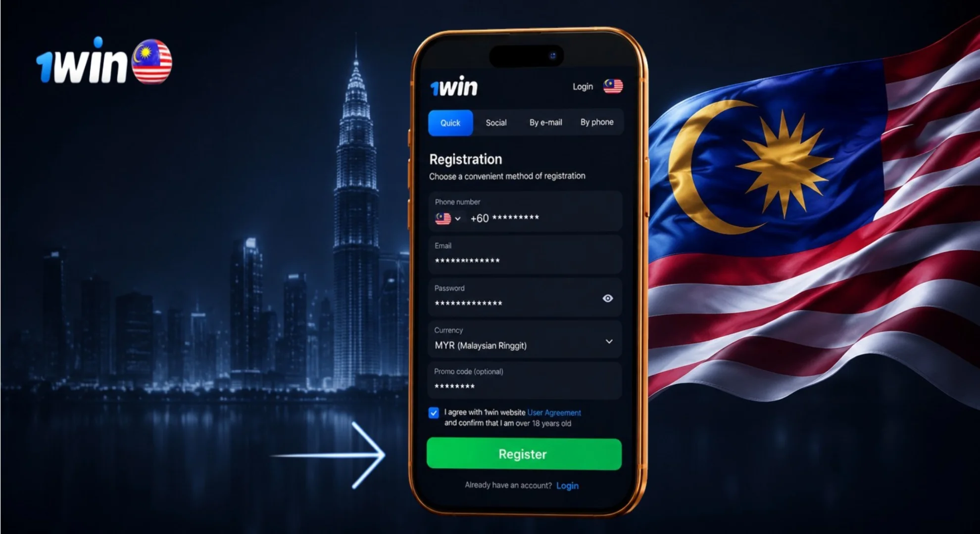 register to start playing casino games