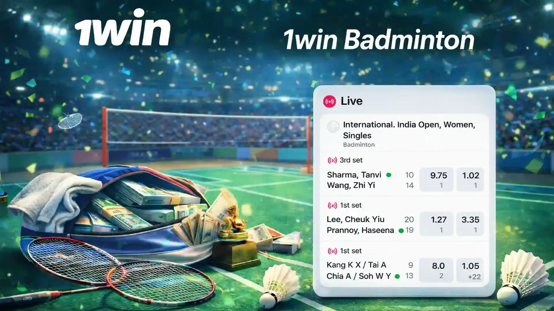 1win online casino Malaysia badminton betting with live matches and odds