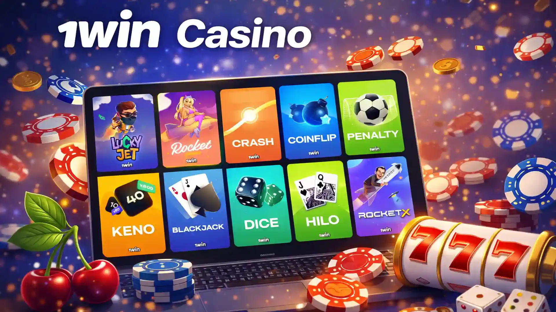 1win Malaysia online casino games including slots, blackjack, crash games, and dice